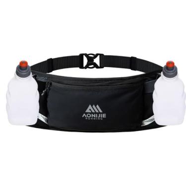 Imagem de OUNERGY Bolsa esportiva leve para cinto de corrida, pochete adequada para cintura de 58 a 118 cm, bolso para guardar garrafa de água de 250 ml, Preto com 2 x 250 ml, One Size, Esportes