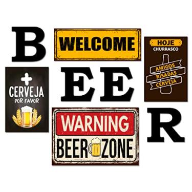 Imagem de Kit 4 Placas Decorativas Cervejas Bebidas C/Letras BEER