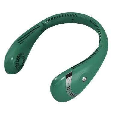 Imagem de Waillynice Novo ventilador de pescoço suspenso de 5000 Mah preguiçoso dobrável pequena cabeça de carregamento portátil usando pescoço pendurado ventilador portátil (verde)