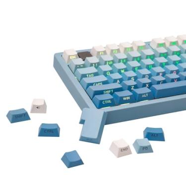 Imagem de EPOMAKER Conjunto de teclas PBT com impressão lateral dupla de 133 teclas para teclado mecânico de jogos, compatível com layout ANSI/ISO, interruptores MX-Clone Gateron/Kailh/Epomaker Switch (azul