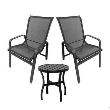 Imagem de Kit 2 Cadeiras Lótus Premium E Mesinha Pés Em X Preto