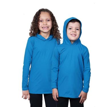 Imagem de Kit 2 Camisa Térmica Infantil Capuz Proteção Solar Uv Blusa Segunda Pele-Unissex