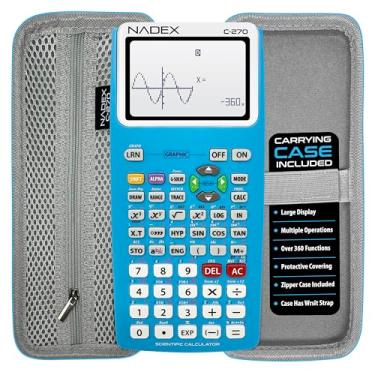 Imagem de Calculadora científica com gráficos, inclui estojo de transporte, para estudantes universitários e secundários, cálculo, álgebra, geometria, trigonometria, estatística, física, química, azul