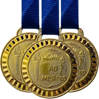 Imagem de Kit 10 Medalhas Honra Ao Mérito 45mm - Ouro Prata Bronze ouro