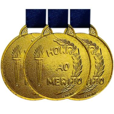 Imagem de Kit 100 Medalhas Honra Ao Mérito Participação Escola 35mm ouro