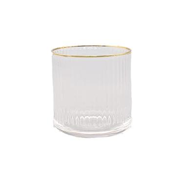 Imagem de 1500° C TABLETOP Taças de vinho sem haste com borda dourada canelada, 360 ml, copos de vinho grandes vintage para degustação de vinho tinto branco, casamento, aniversário, Natal, festa