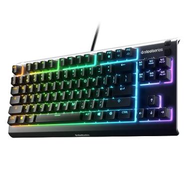Imagem de SteelSeries Teclado para jogos Apex 3 TKL RGB – Formato compacto sem chave – Iluminação RGB de 8 zonas – Resistente à água e poeira IP32 – Interruptor silencioso para jogos – Anti-Ghosting, preto