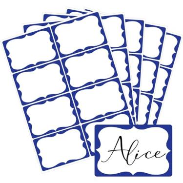 Imagem de Etiquetas de nome simples adesivo branco com borda azul 7,6 cm x 5 cm adesivos de nome adesivos, Nametags 200 peças etiquetas adesivas de nome, adesivos para roupas, escola, escritório, casa, sala de