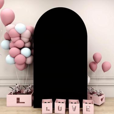 Imagem de SOMUAUY Capa de arco de casamento preta com fundo elástico de 1,2 m elastano capa de fundo de arco de balão redonda capa de arco de chiara para revelação de gênero festa de chá de bebê cerimônia