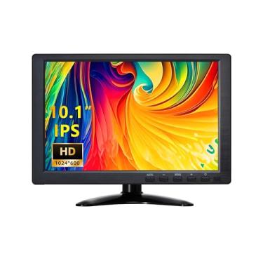 Imagem de Monitor de CCTV, monitor pequeno de 10,1 polegadas 1024 * 600 IPS Monitor portátil com suporte Alto-falantes embutidos Tela Controle remoto Entrada DMI/VGA/BNC/USB para câmera de segurança Xbox