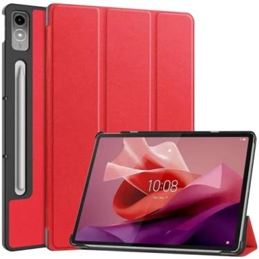 Imagem de Waillynice Capa para tablet inteligente com suporte triplo para Lenovo Xiaoxin Pad Pro 12,7 polegadas 2023 TB-370FU, para Lenovo Tab P12 Capa 12 7 (vermelha, Tab P12 2023 12,7)