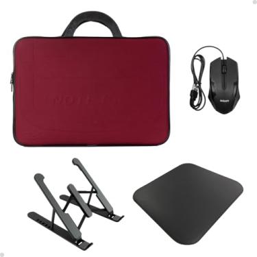 Imagem de Pasta Para Notebook Mouse Com Fio Suporte Dask Pad Pequeno Kit Gamer (Vinho, 14,1")