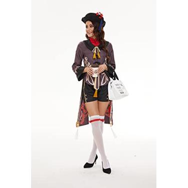 Imagem de EASTANA Fantasia de cosplay Hu Tao Genshin Impact para todos os personagens, roupa de Halloween (P)