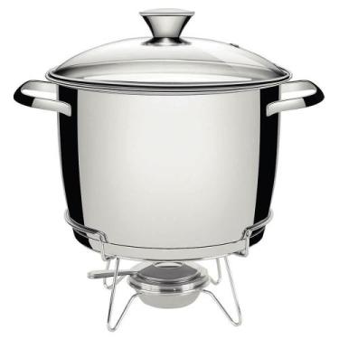 Imagem de Rechaud Tramontina Allegra em Aço Inox Fundo Triplo com Fogareiro e Ta