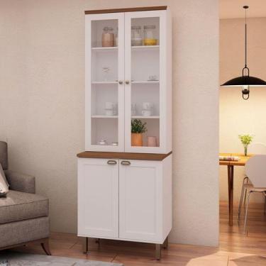 Imagem de Cristaleira Iluminata 100% Mdf com 2 Portas de Vidro Branco - Genialfl