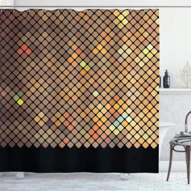 Imagem de Cortina de chuveiro com bolinhas brilhantes, formato de ladrilhos pequenos, design, cortinas de banheiro de tecido impermeável, 7, L240 x A180 cm