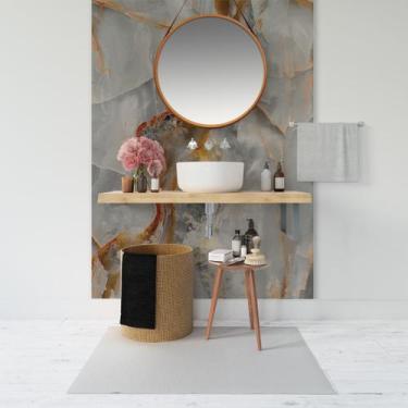 Imagem de Papel de Parede Painel 3D Mármore Prata 1,5M Auto Colante Revestimento