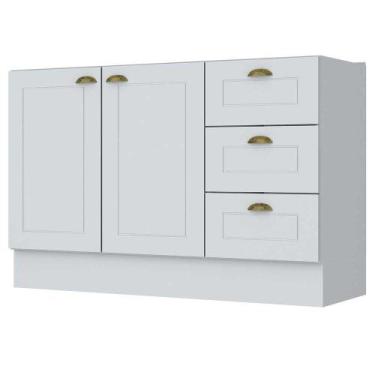 Imagem de Balcão para Pia 120 cm 2 Portas 3 Gavetas Americana C353 Henn, Branco