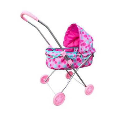 Imagem de Carrinho de Boneca Passeio Divertido Berço Plus DM Toys, Rosa, Metal, 
