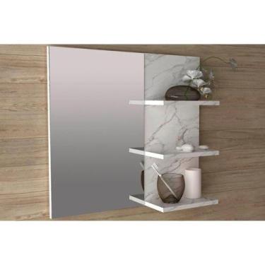 Imagem de Armário de Banheiro c/Espelho Suspenso BN3608 60cm cor Mármore Branco 