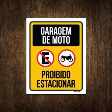 Imagem de Placa Sinalização Garagem De Moto Proibido Estacionar 18X23 - Sinalizo