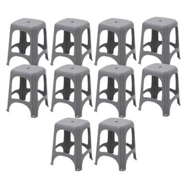 Imagem de Jogo 10 Banquetas PlÁstico Niteroi Polipropileno Tramontina - Kit, Cin