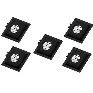 Imagem de Kit 5 Spot Embutir AR70 Quadrado Preto Face Plana - SaveEnergy - Save 
