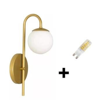 Imagem de Arandela Parede Quarto Sala Moderna Dourado + Lampada Led G9 - Jabutic