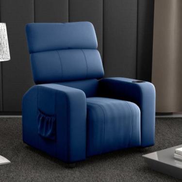 Imagem de Poltrona Reclinável para Descanso Pilos Veludo Azul - Mais de Casa