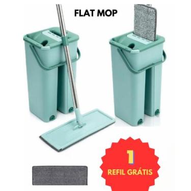 Imagem de Mop Flat Rodo e Balde Esfregão Limpeza com Refil Extra - 123 Útil - ku