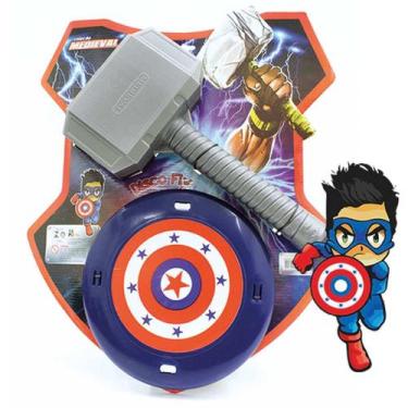 Imagem de Fantasia Acessorio Escudo e Martelo Herois 60CM - Planeta Criança