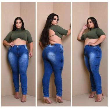 Imagem de Calça Jeans Feminina Plus Size Cintura Alta Elastano - DB, P203, 50