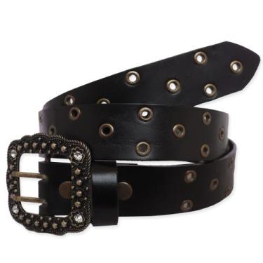 Imagem de Cinto Country Muladeiro Feminino Fivela de Strass Brilho Ilhós Ouro Ve