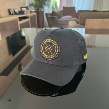 Imagem de Boné Vrt Trucker Brim Preto Patch Silk Amarelo Aba Inferior Amarelo