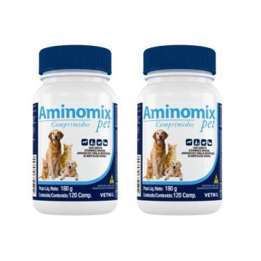 Imagem de Kit 2 Aminomix Pet 120 Comprimidos Suplemento Para Cães E Gatos - Vetn