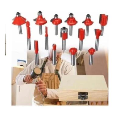 Imagem de Jogo 15 Fresas 8mm Para Tupia + Estojo Madeira - Sa, Songle, Nakazaki 