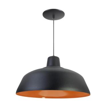 Imagem de Kit 8 Luminária Pendente Retro 34cm Com Interior Laranja Com Fiação 11