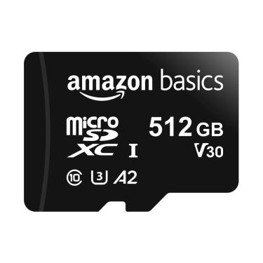 Imagem de Cartão de memória Micro SDXC Amazon Basics 512GB com adaptador preto