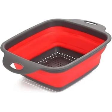 Imagem de Escorredor Retrátil de Silicone para Alimentos, 24,0 cm (Vermelho)