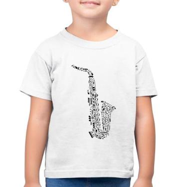 Imagem de Camiseta Algodão Infantil Saxofone Notas Musicais - Foca na Moda, Bran