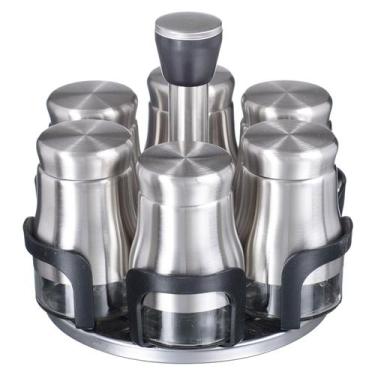 Imagem de Porta Temperos Condimentos Giratório 6 Potes Cozinha Inox - PGB
