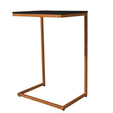 Imagem de Aparador Grande Base Bronze - 76cm X 55cm - Trendy, Couro Preto