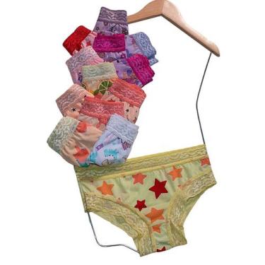 Imagem de Kit 15 Calcinha Tanga Menina Criança Revenda Poliéster Infantil - Empó