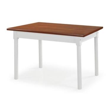 Imagem de Mesa Retangular 4 Lugares em Madeira  Maciça Mv Outlet, Branco e Mel