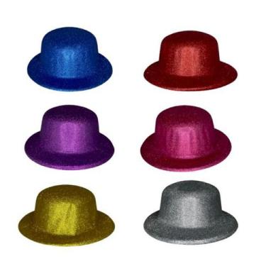 Imagem de 10 Chapéu Colorido Glitter Fest Casamento Halloween Carnaval - Bwx
