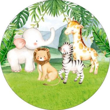 Imagem de Painel De Festa Redondo 1,50x1,50 - Safari Folhagem 024 - Via Cores