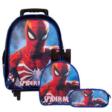 Imagem de Kit Mochila Infantil Escolar Homem Aranha Com Rodinha - TOYS 2U