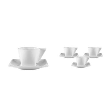 Imagem de Kit 4 Xícara E Pires Branco 50Ml Plástico - Bb Store