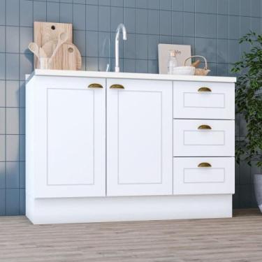 Imagem de Balcão 03 Gavetas 02 Portas 120cm Amy Branco Hp Branco Hp - CASA 812