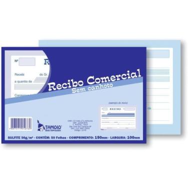 Imagem de Impresso Recibo Comercial sem Canhoto 50 Folhas - Pacote com 20 - Tamo